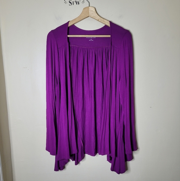 Soft Surroundings Draped Open-Front Cardigan Jacket 1X Flowing Knit Layering - Picture 2 of 6